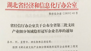 米兰官方版网站登录入口-米兰online(中国)
被认定为“湖北省支柱产业细分领域隐形冠军示范企业”